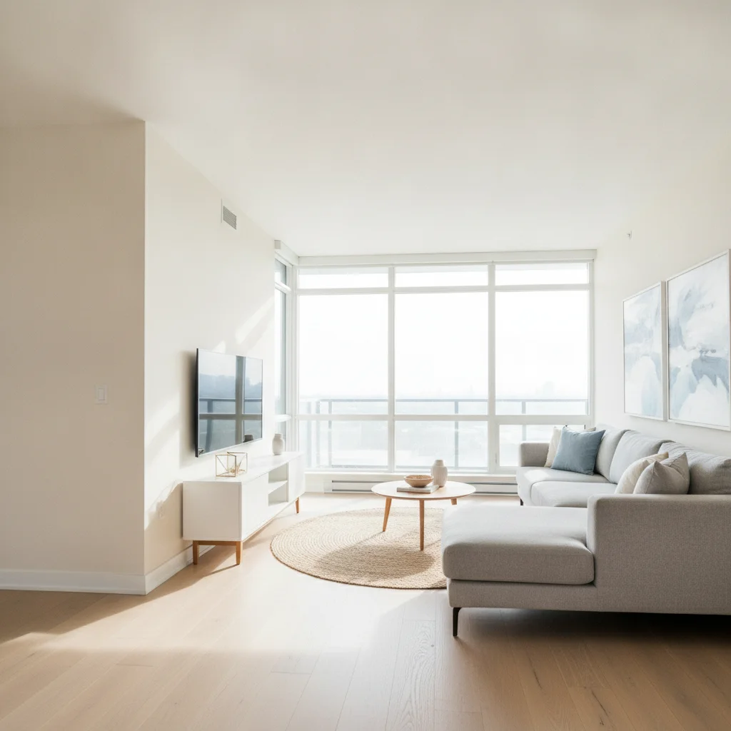 Living room with an empty corner