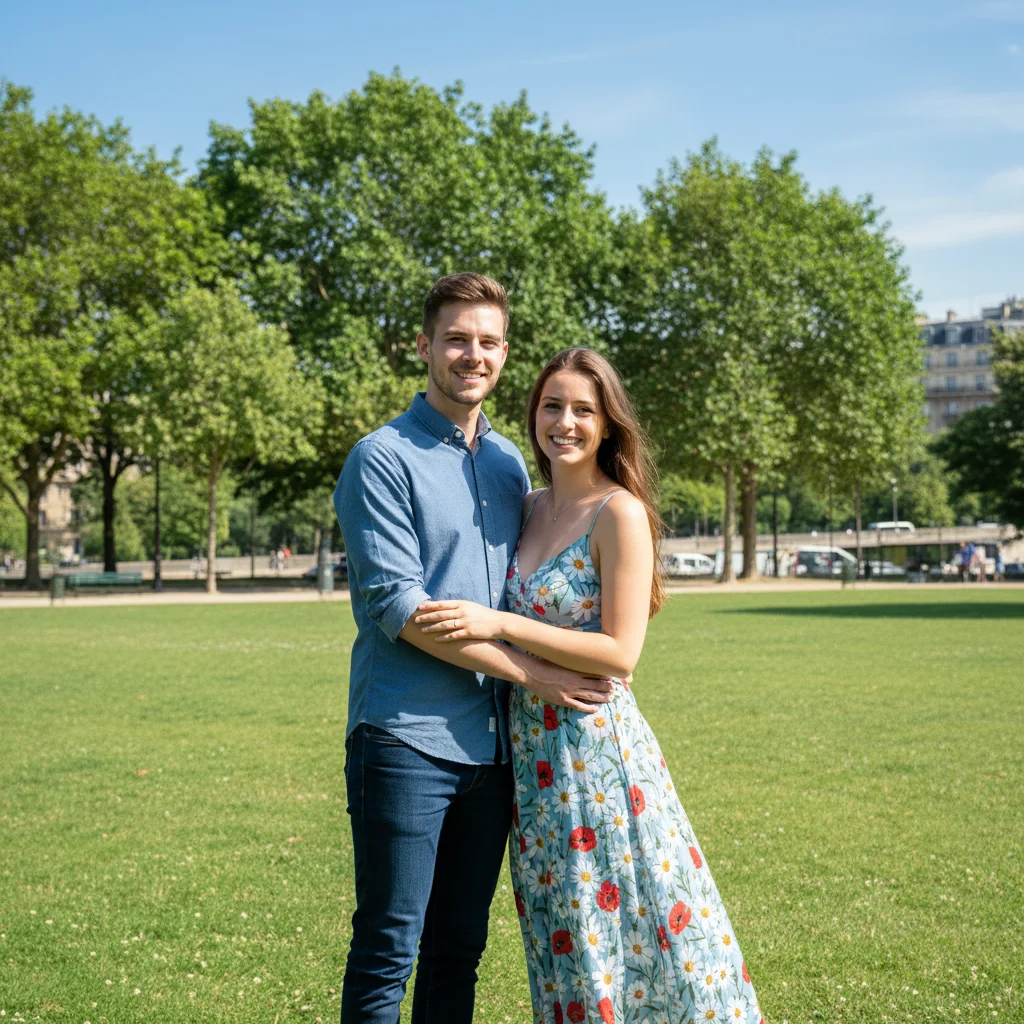 Couple standing together in a park during daytime
