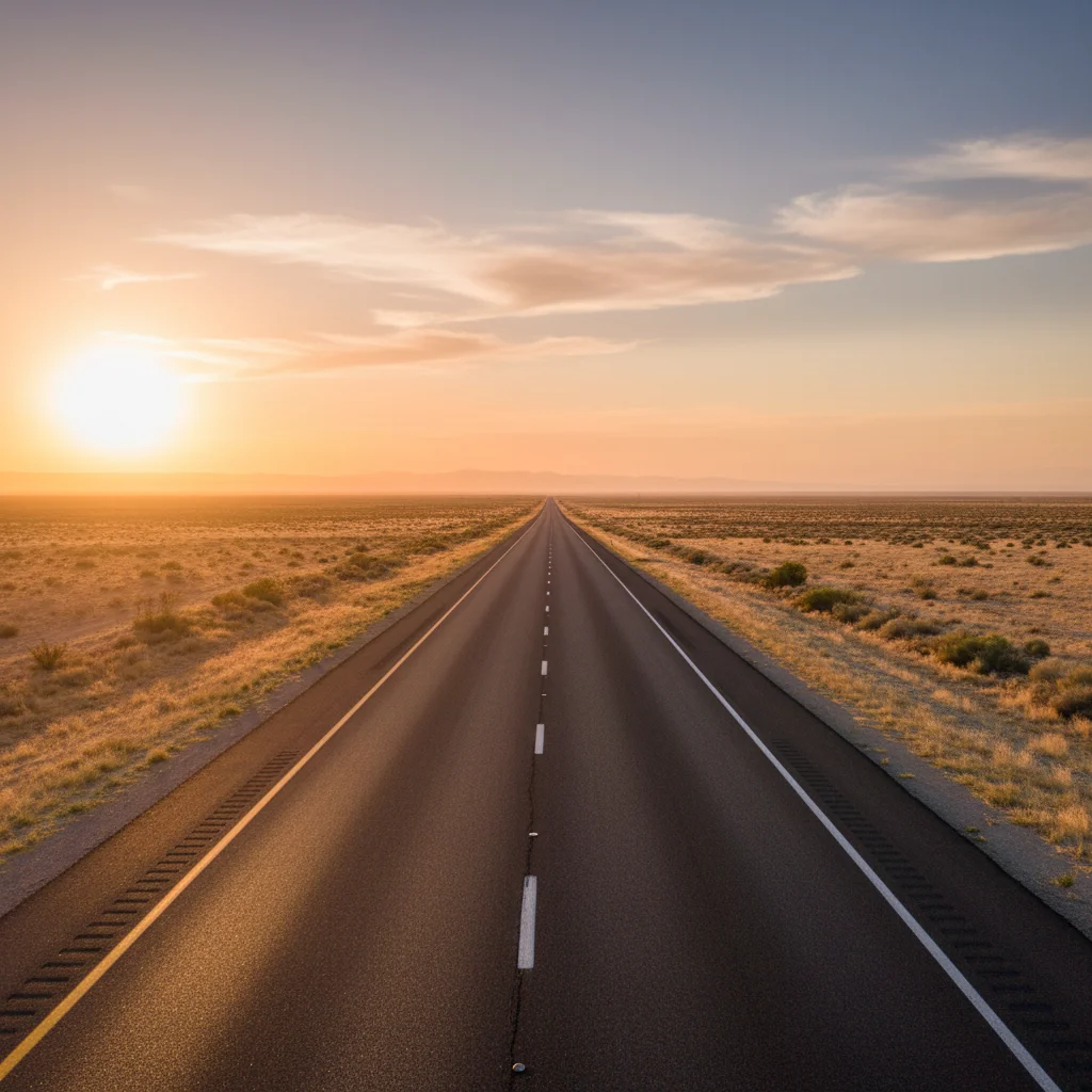 Open highway photo before UFO prank