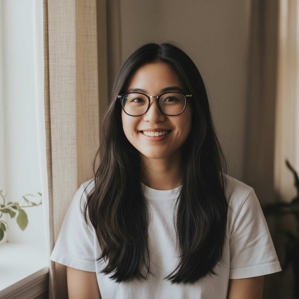 Portrait of young woman with glasses