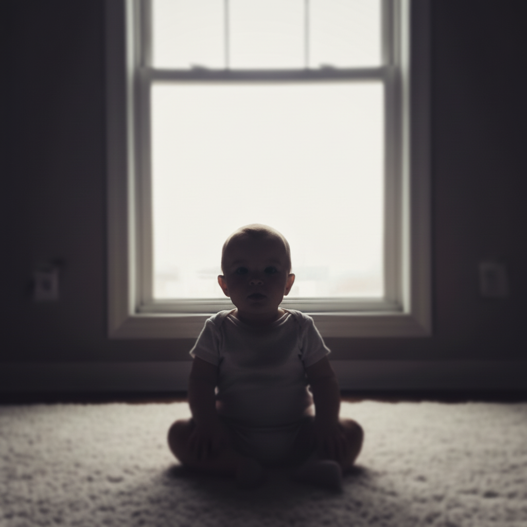 Same photo with baby's face well-lit and balanced exposure