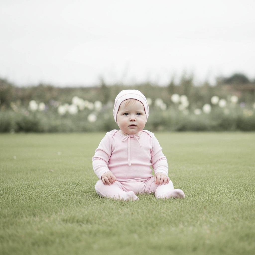 Flat, washed-out outdoor baby photo lacking warmth
