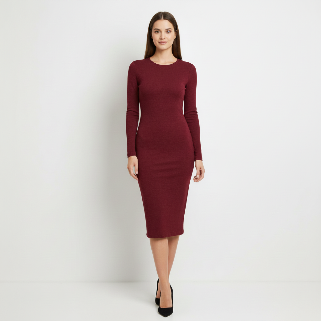 Same photo with slightly slimmer waist, background seamlessly adapted
