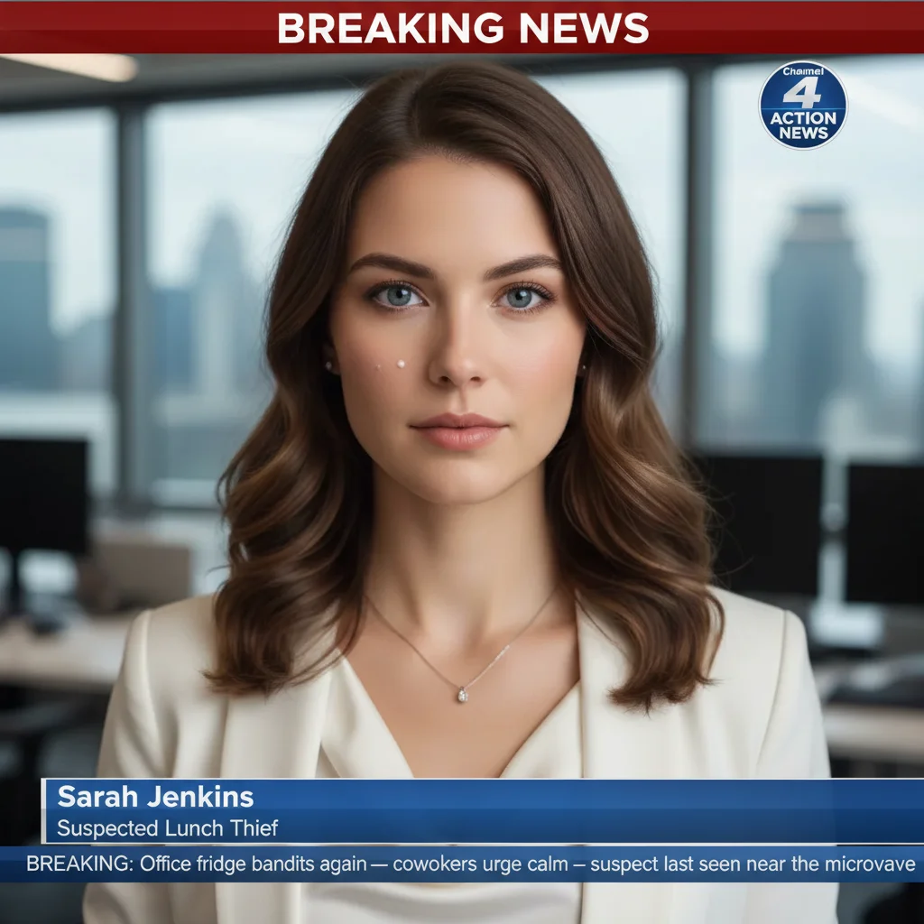 Same photo as a Channel 4 Action News breaking news broadcast with lunch thief chyron