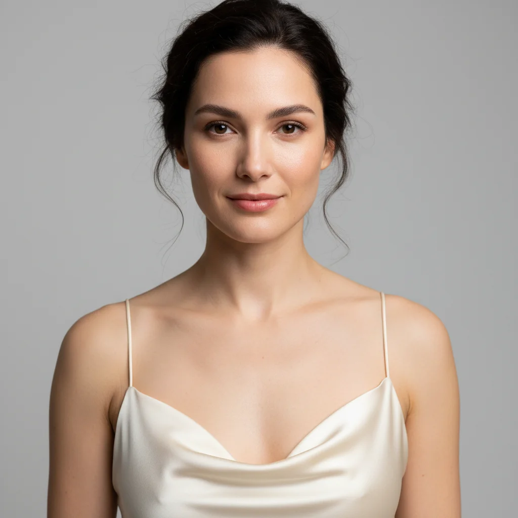 Bride in ivory dress with clean natural face