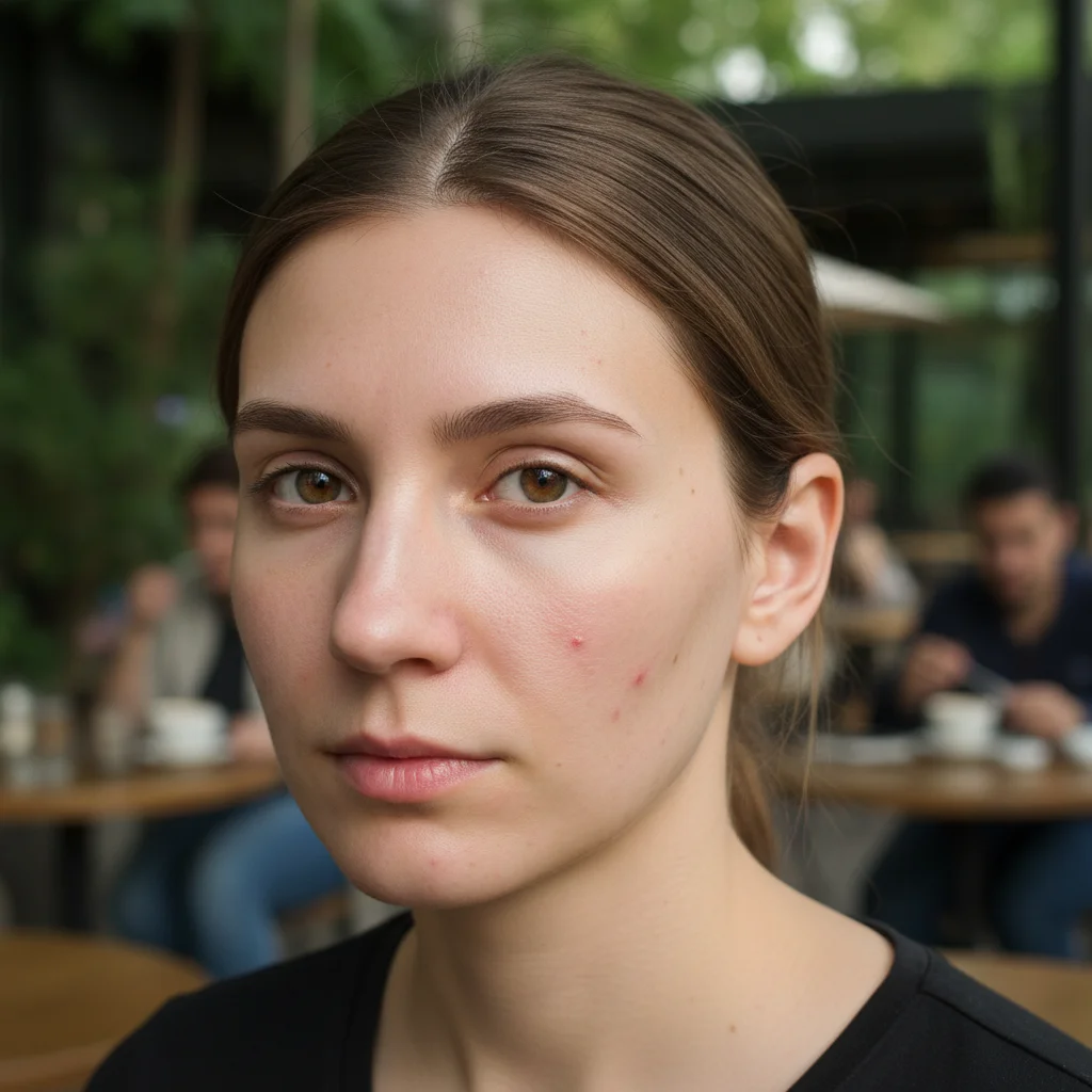 Portrait with black eye bruising on right side