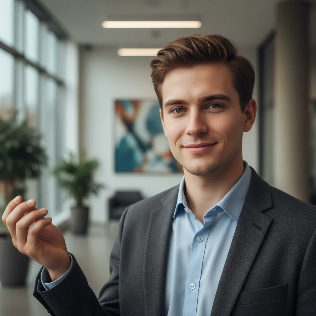 Professional headshot of a person in office attire