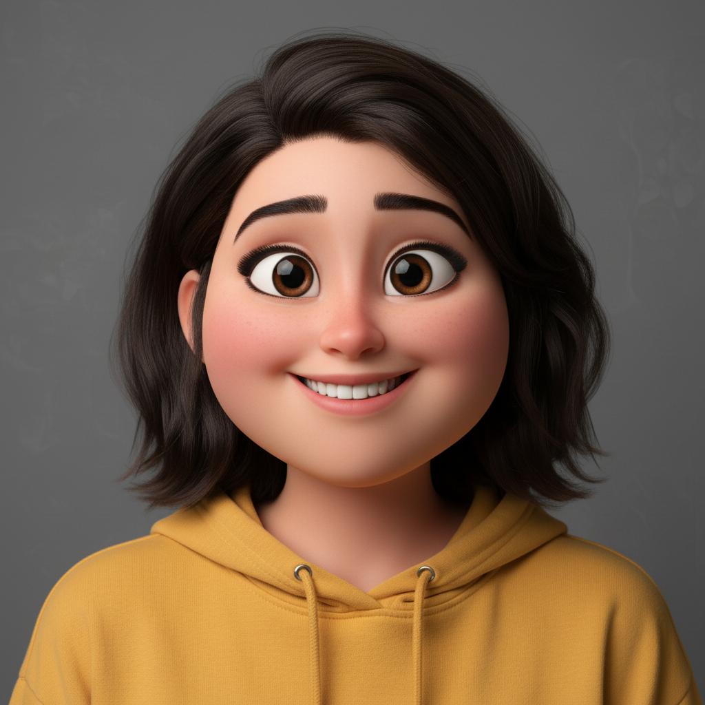 Same person as a Pixar 3D animated character with vibrant colors and expressive features