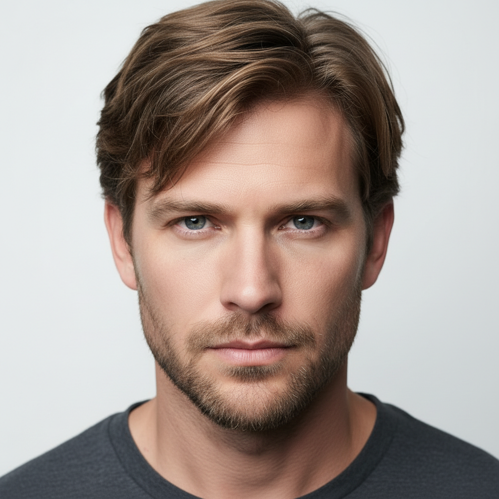 Same woman transformed with Audrey Hepburn updo and elegant features