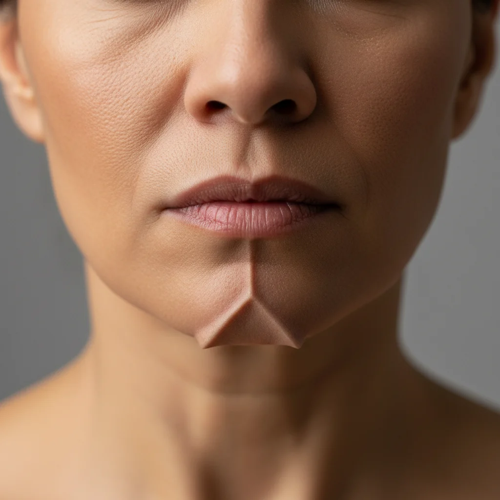 Portrait with sharp pointed chin