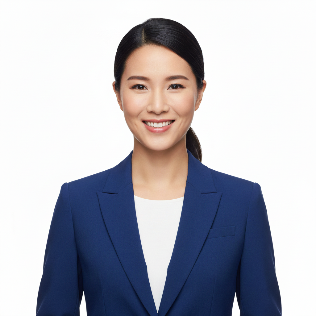 Same woman with naturally slimmed chin for refined professional appearance