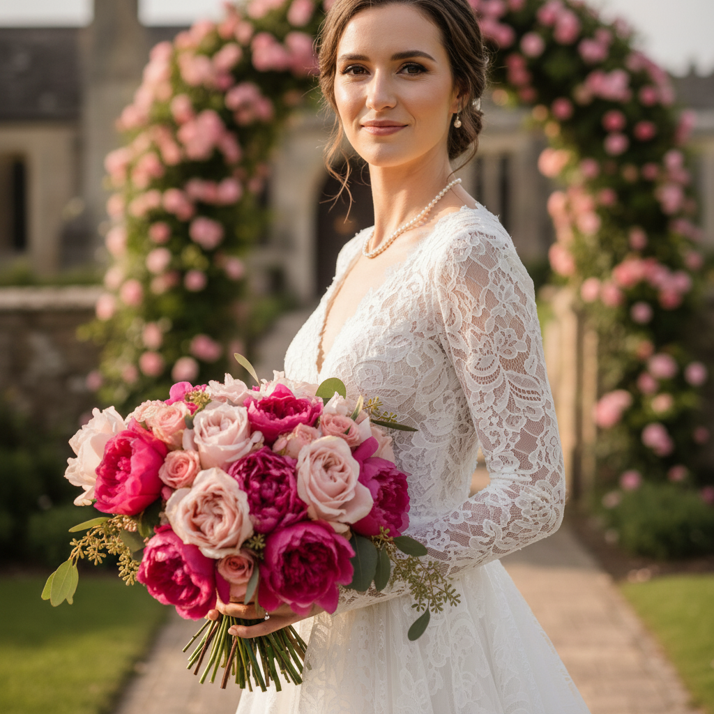 Same bride with subtly slimmed chin maintaining natural beauty