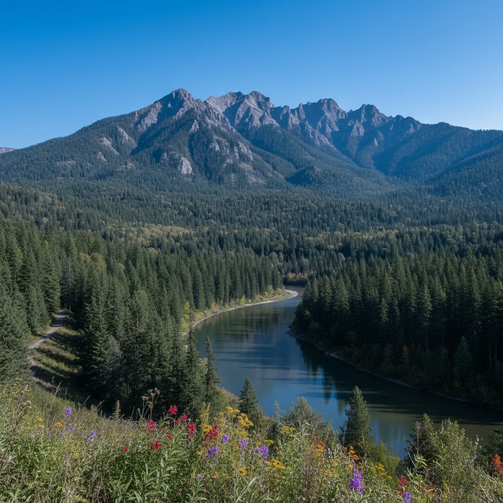 Landscape with moody blue cinematic grading