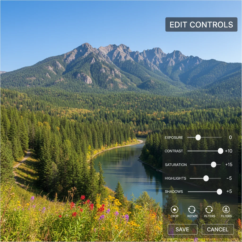 Bright landscape before cinematic filter