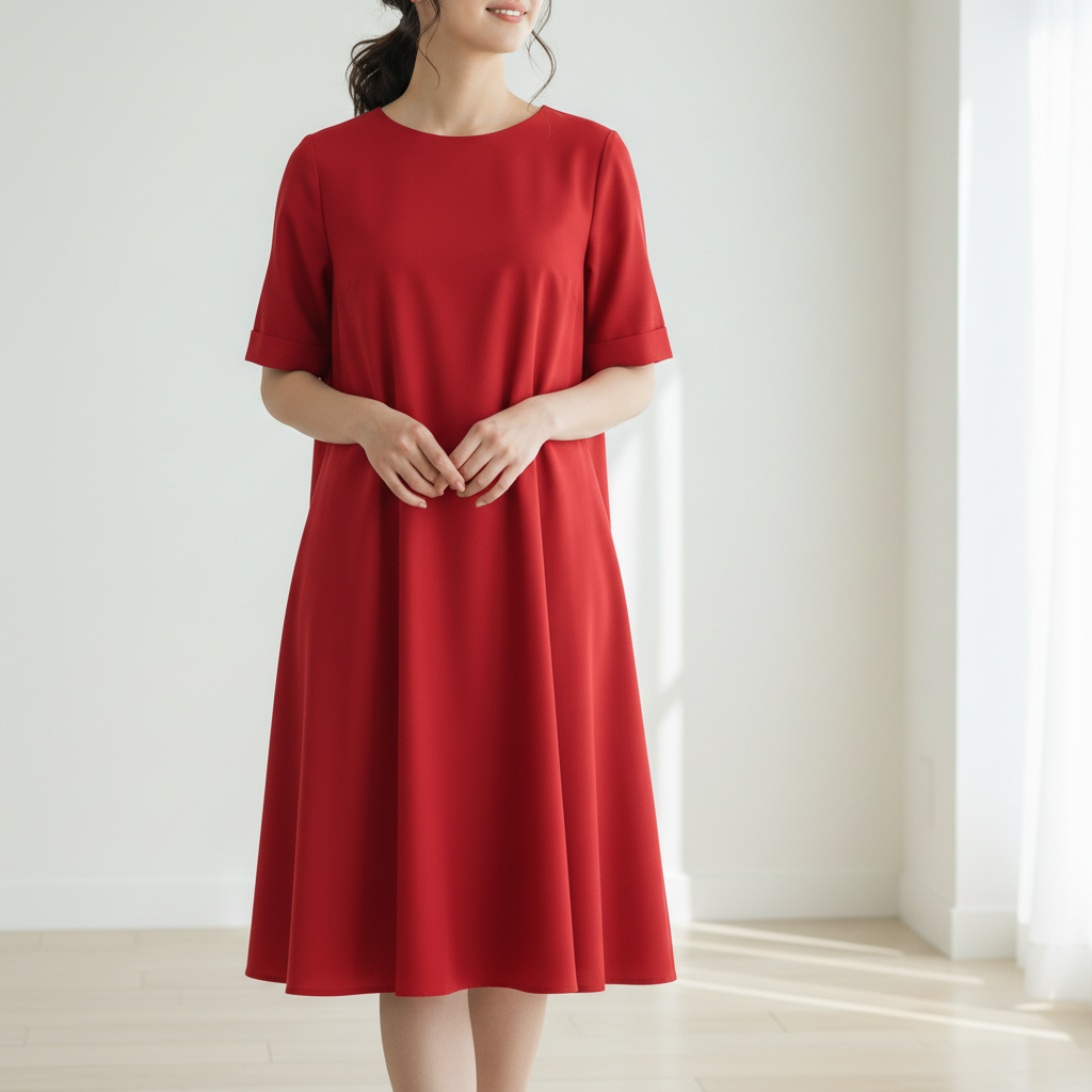 Same photo with natural white and black polka dot pattern on dress