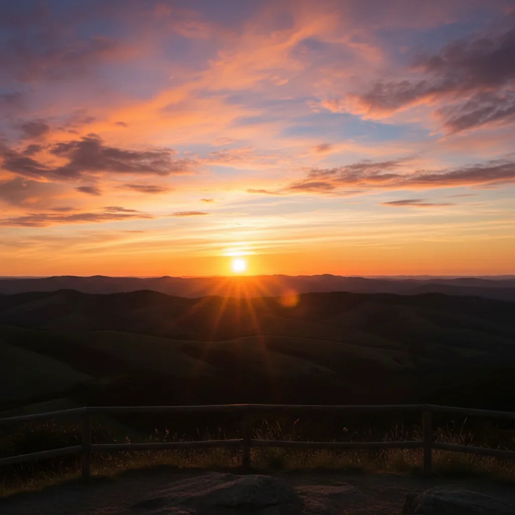 Same landscape with colorful sunset clouds