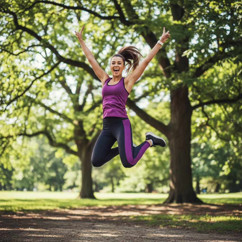 Three friends in dynamic poses wearing colorful clothes