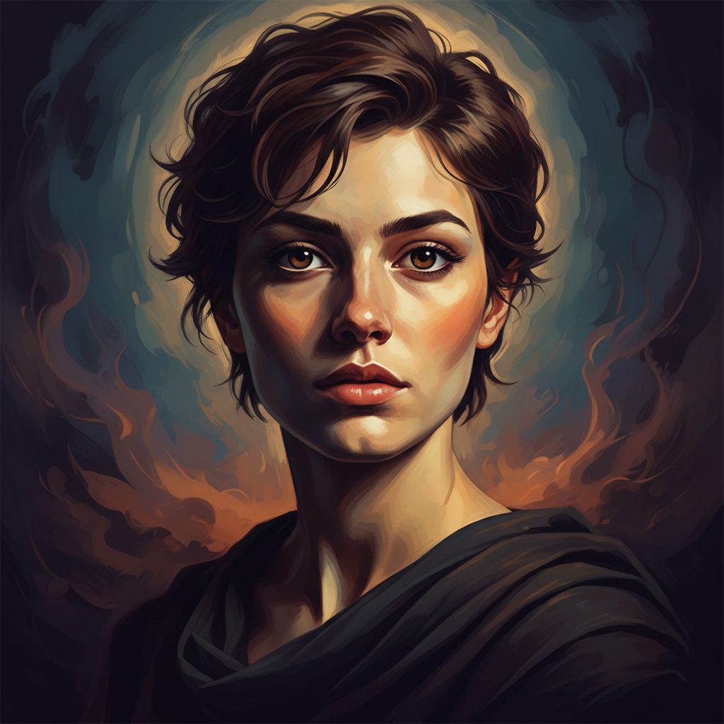 Portrait with dark eyes before hazel contact simulation