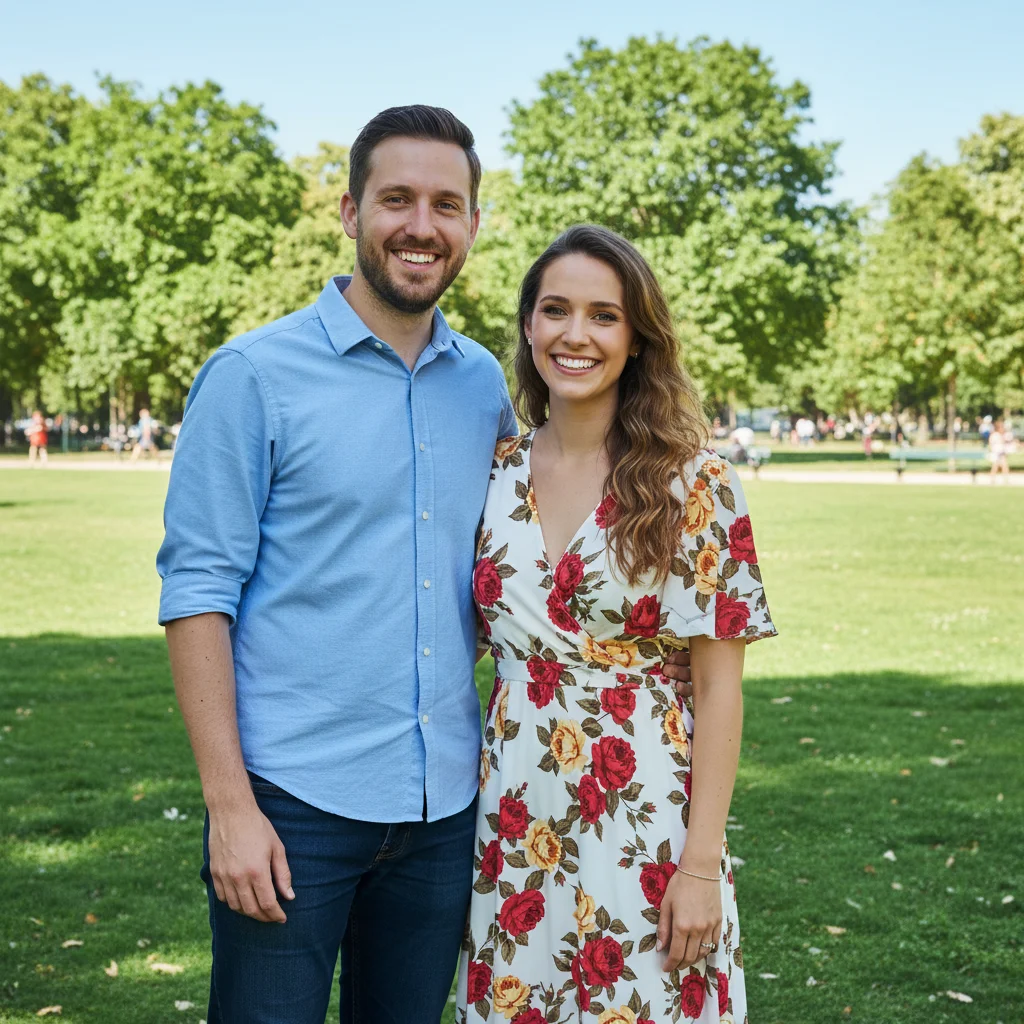 Couple standing together in a park during daytime