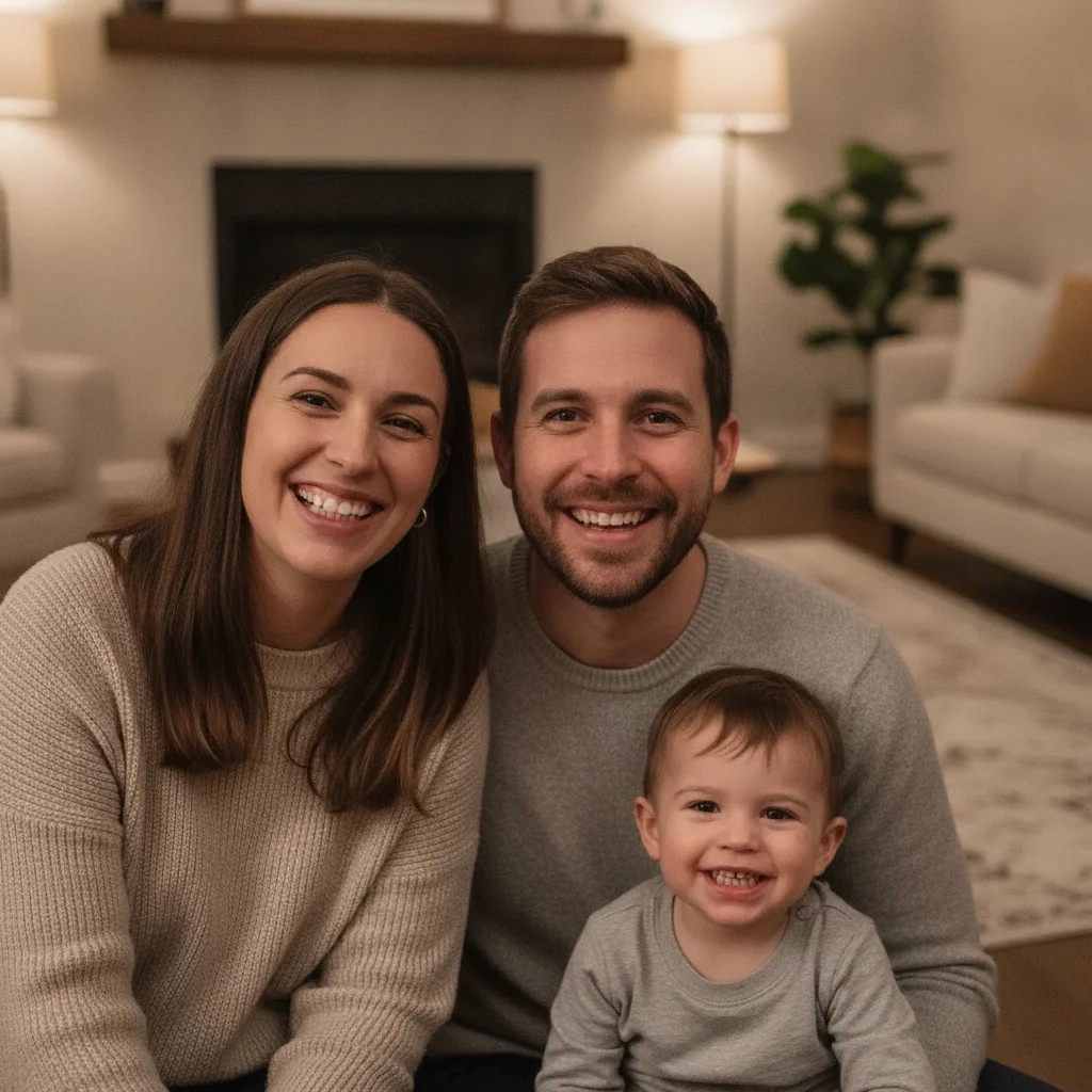 Same family portrait with that person's teeth straightened, others unchanged