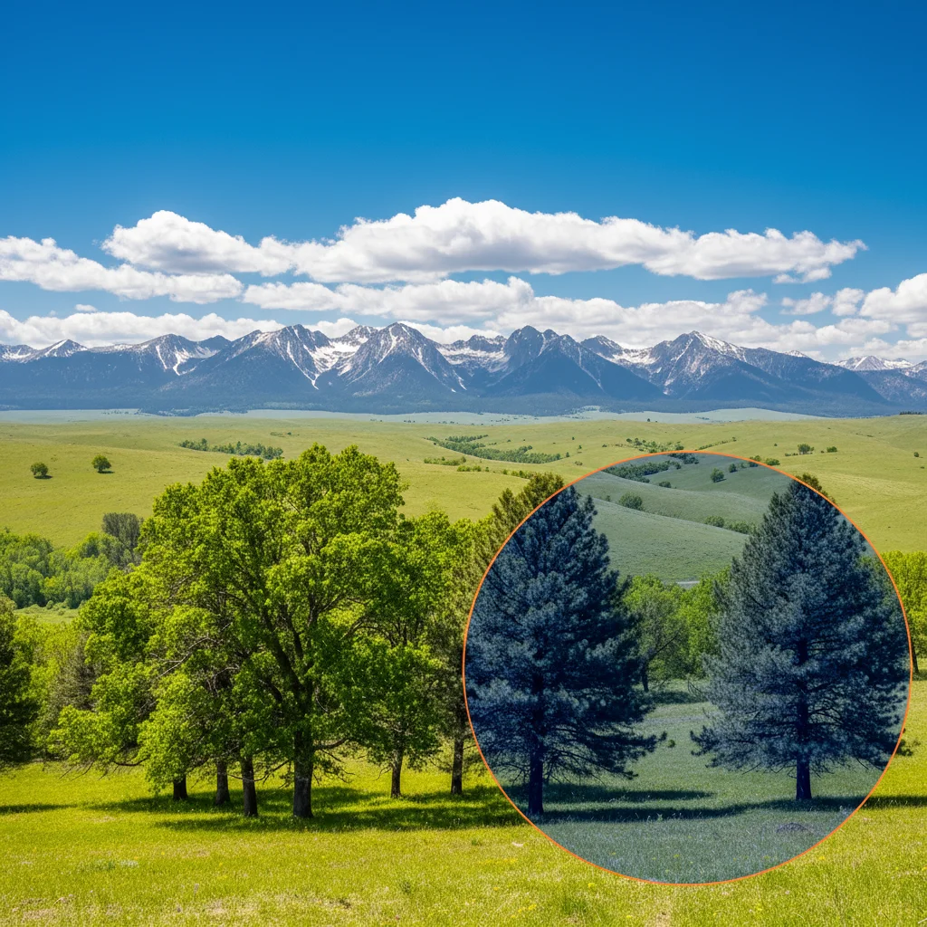 Landscape with cross-process greens and blue shift