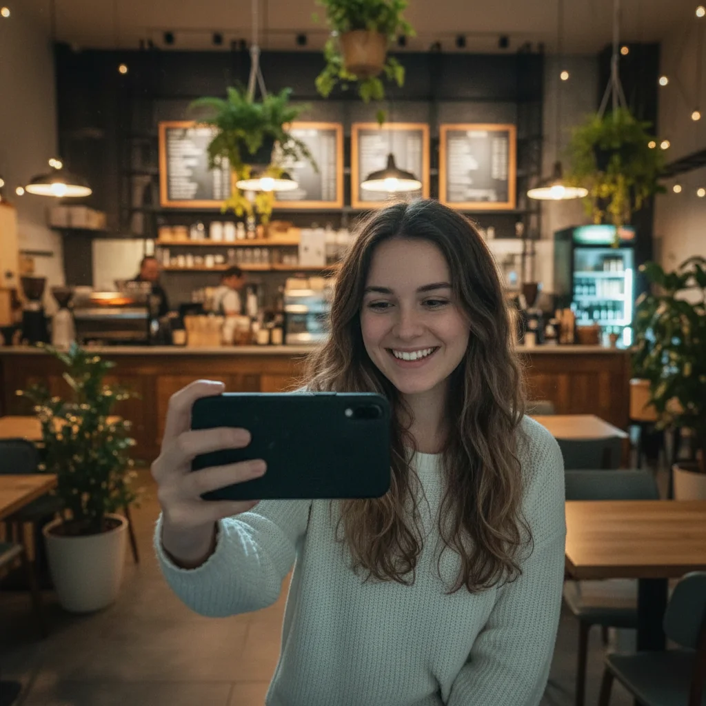 Same woman with clean simple background and warm flattering light