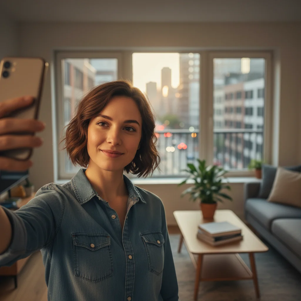 Original photo before transform selfie into a film noir detective scene