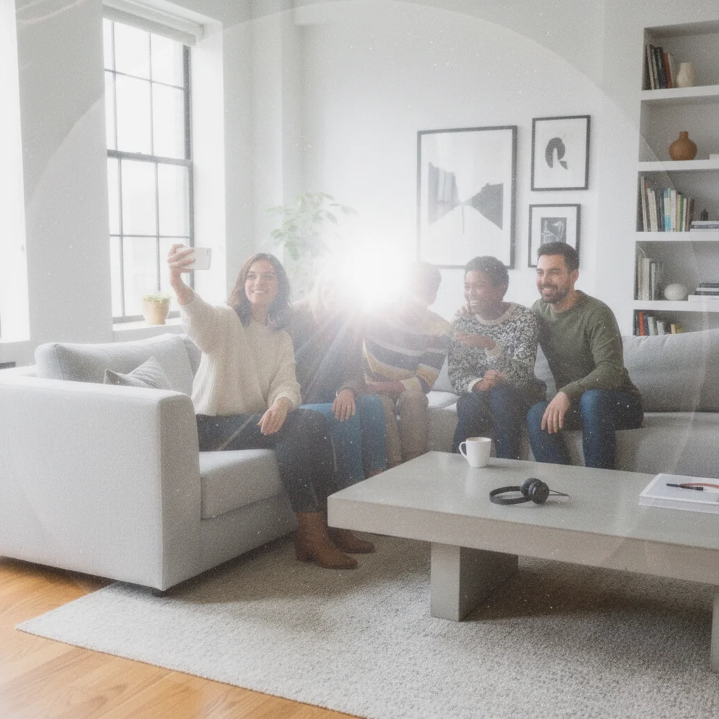 Group photo with Kodak FunSaver flash bloom and warmth