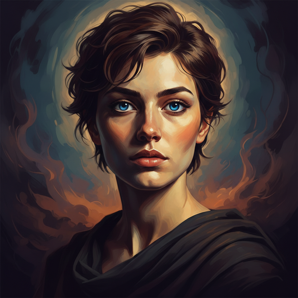 Portrait with naturally changed multi-tone hazel eyes