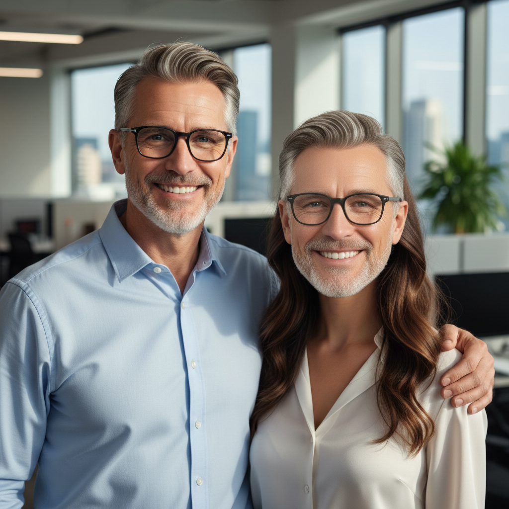 Same couple selfie with faces swapped naturally
