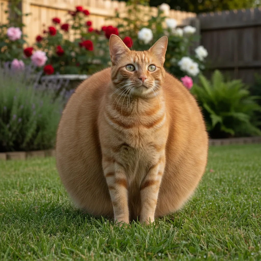Same cat made to look comically round and overweight