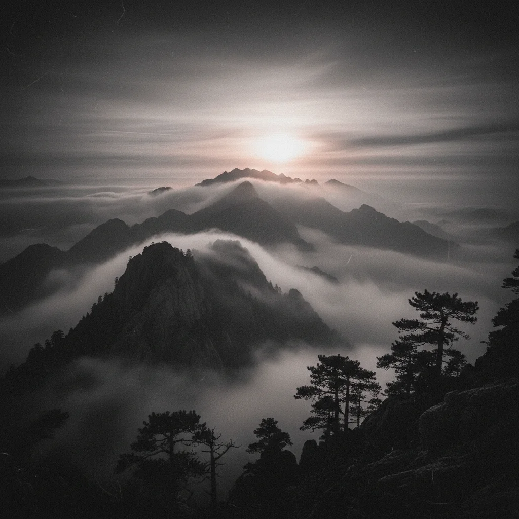 Landscape with fine film grain texture