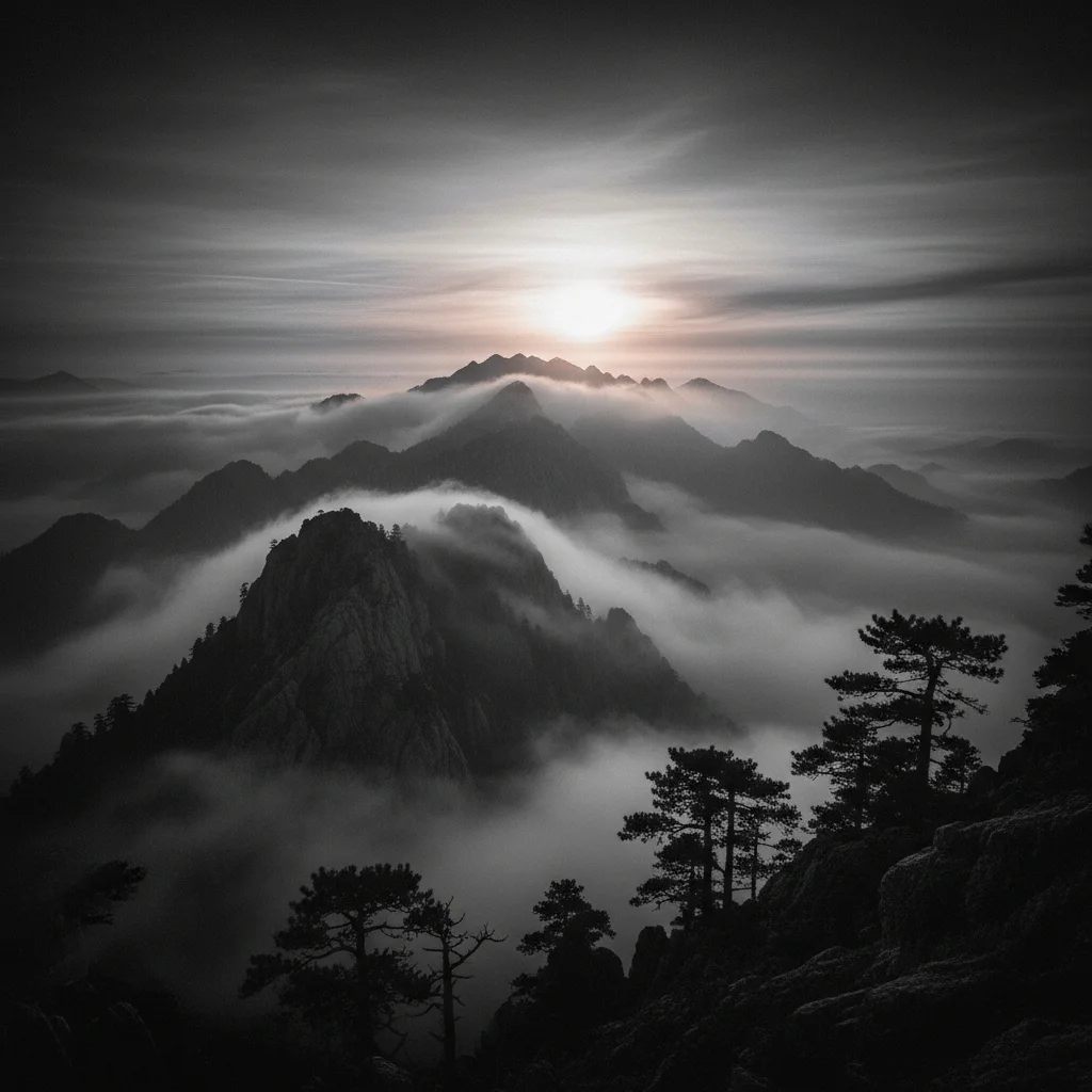 Clean digital B&W landscape