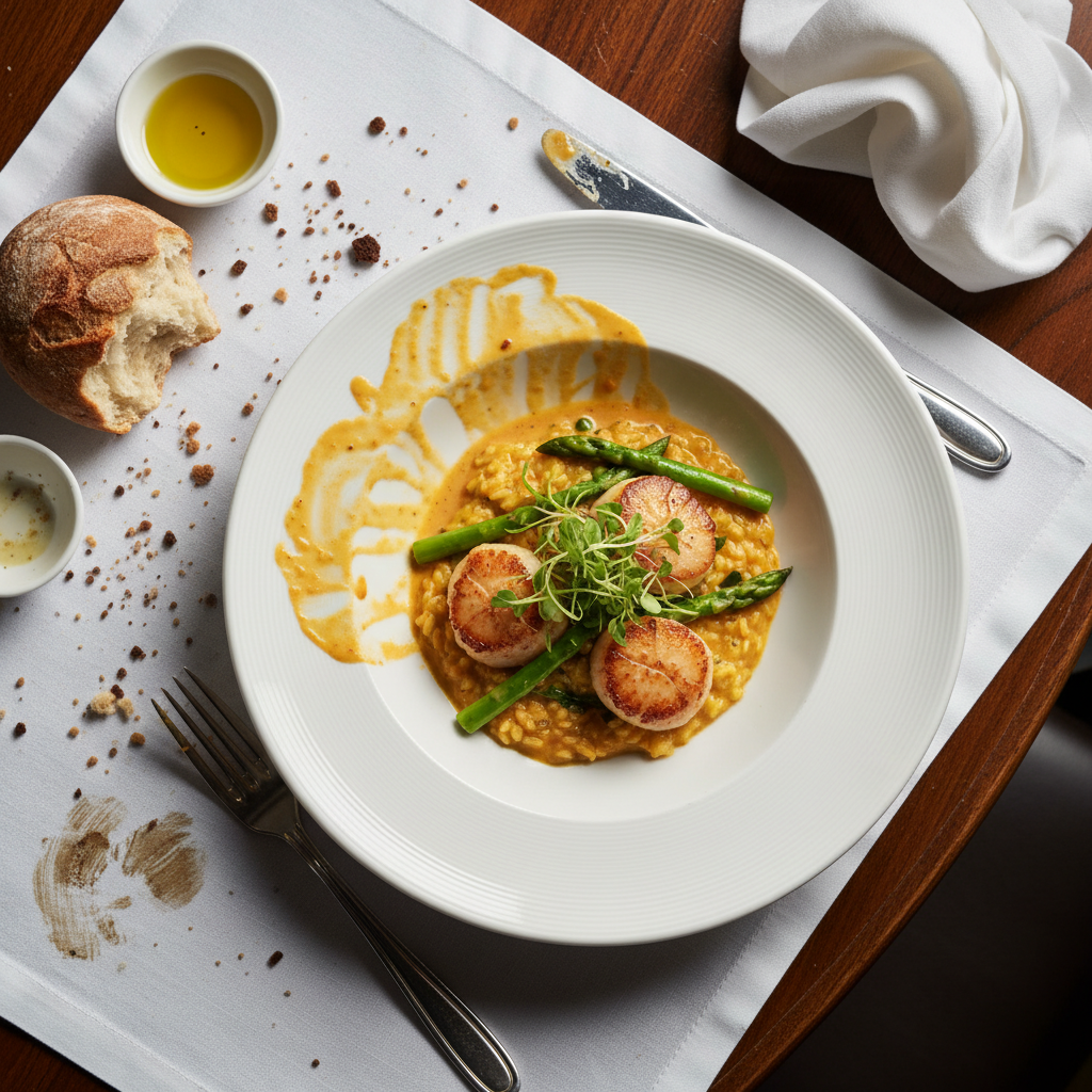 Flat overhead phone photo of salad with washed-out colors