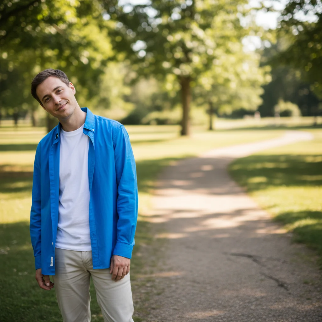Casual outdoor photo with person in relaxed pose and informal expression
