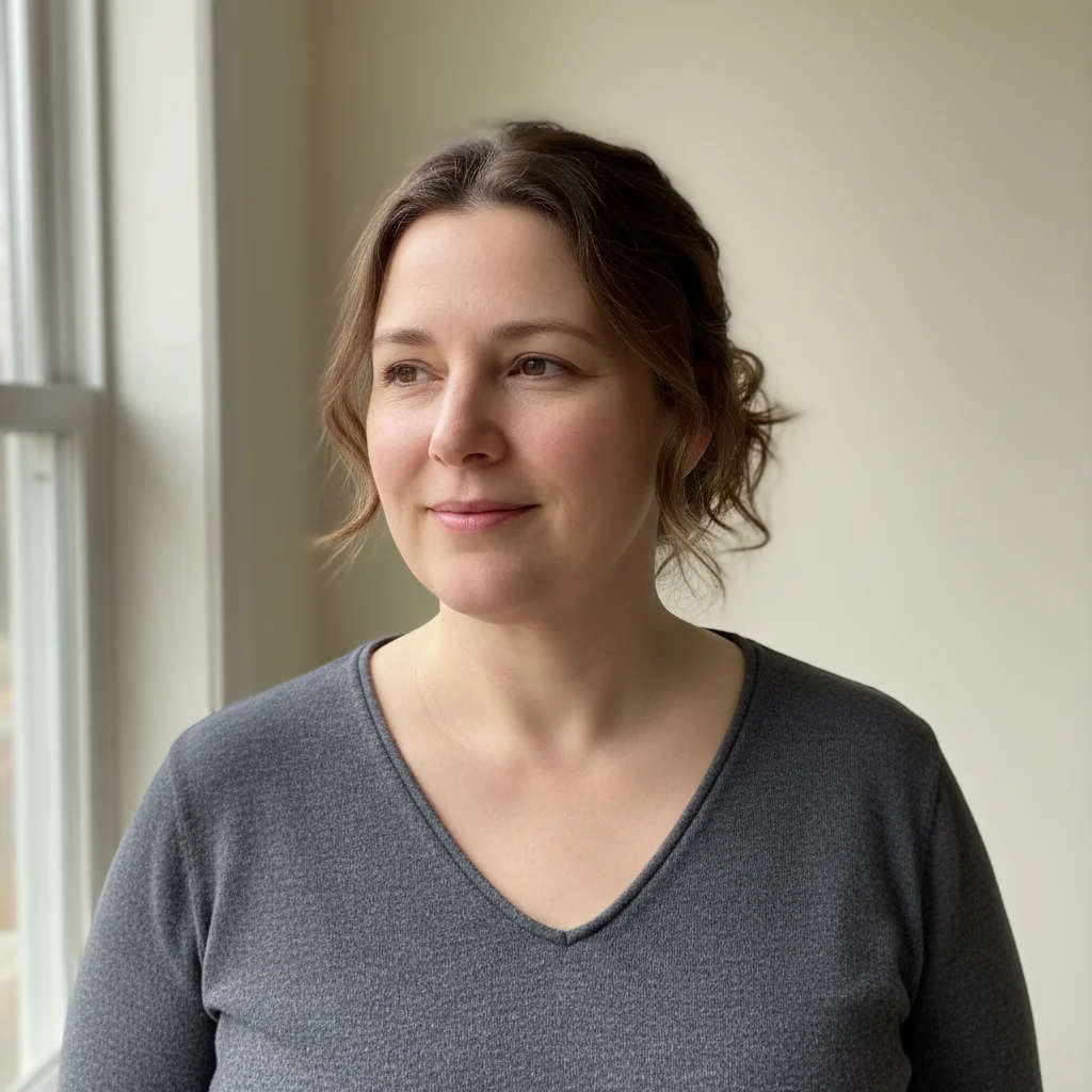 Woman with soft chin-to-neck transition