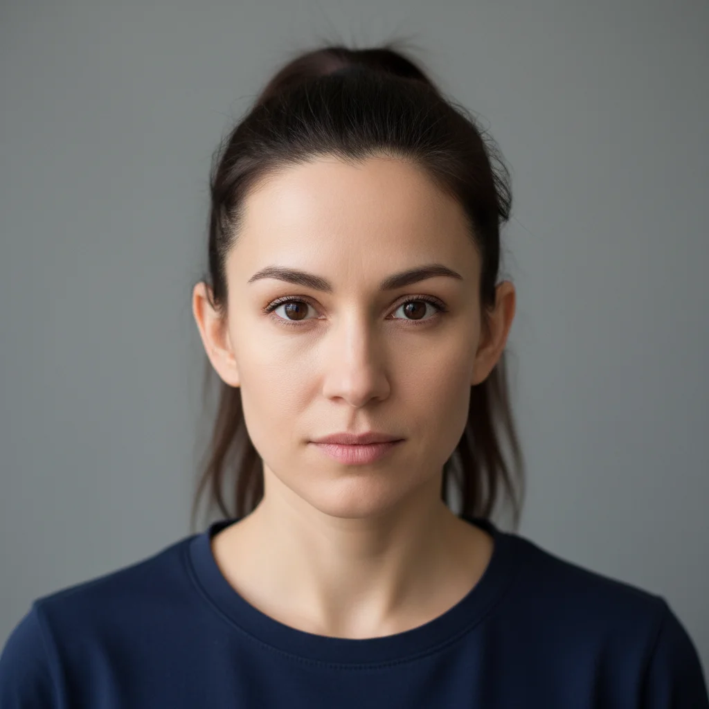 Woman with hair pulled back and bare ears