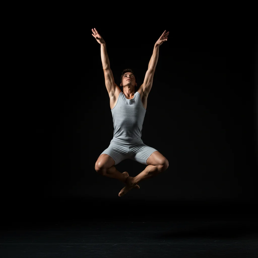 Dancer photo before spiral light trails