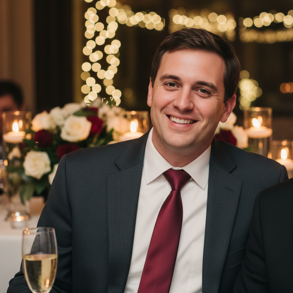Woman in blazer with busy park background