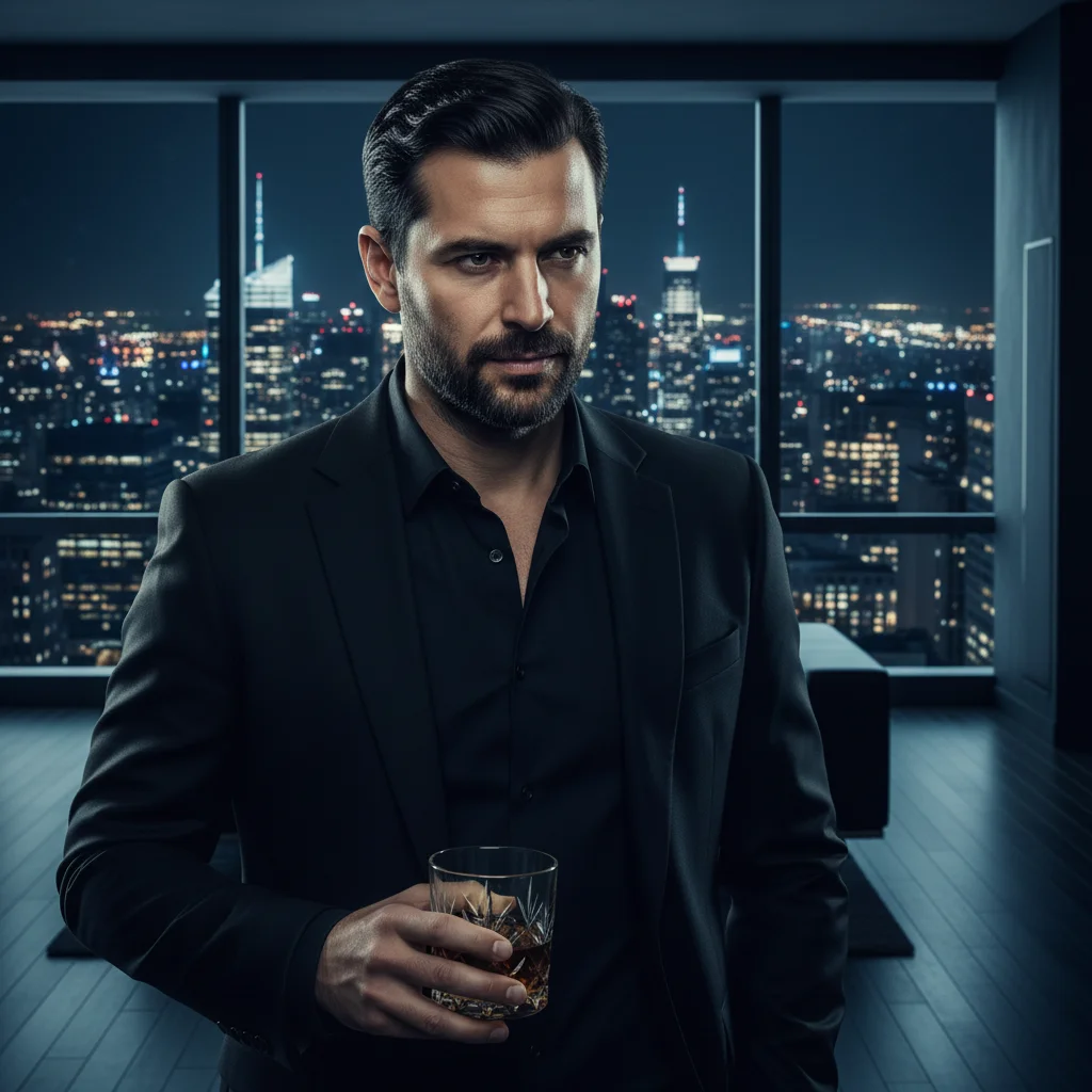 Photo after transform selfie into a cinematic mafia boss portrait with AI