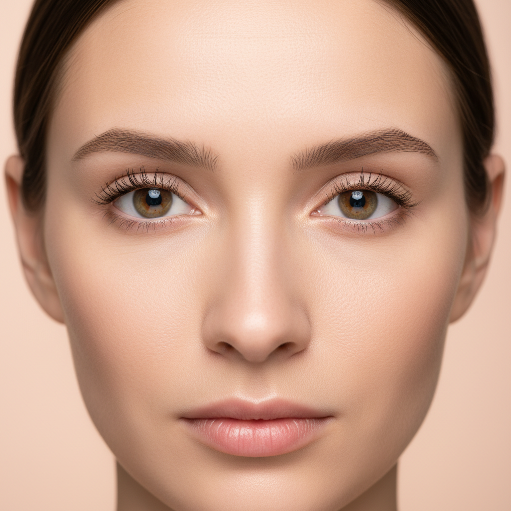 Woman with minimal makeup in casual setting