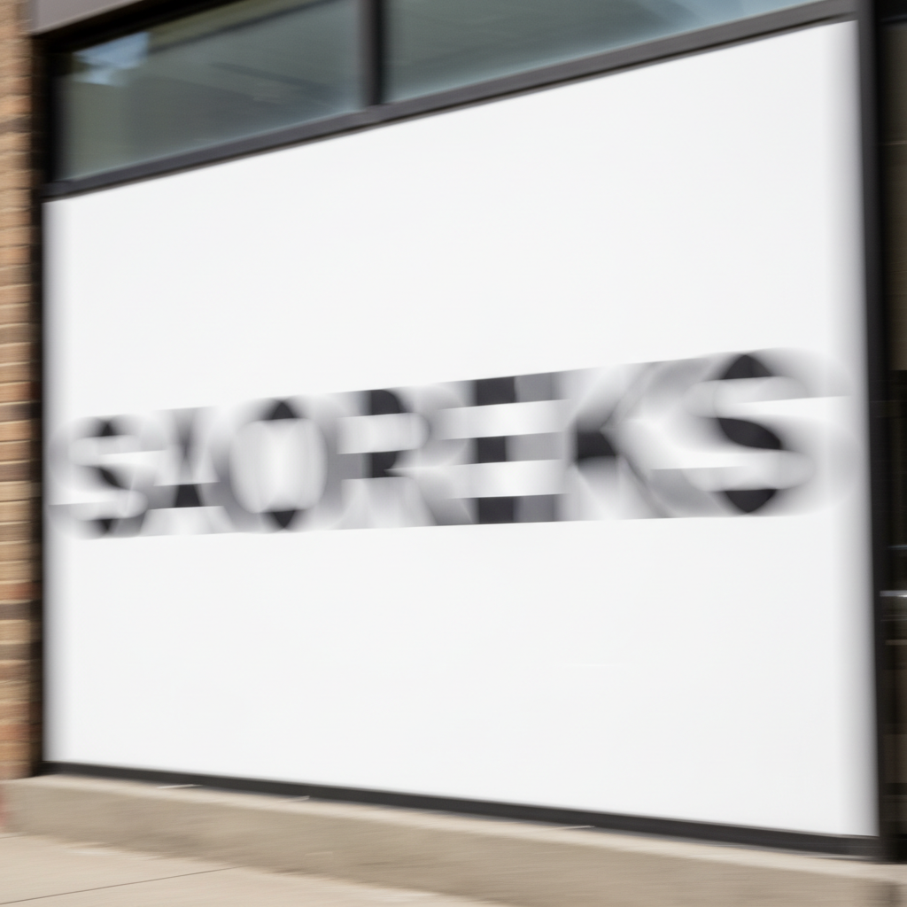Sign with text blurred and unreadable from motion