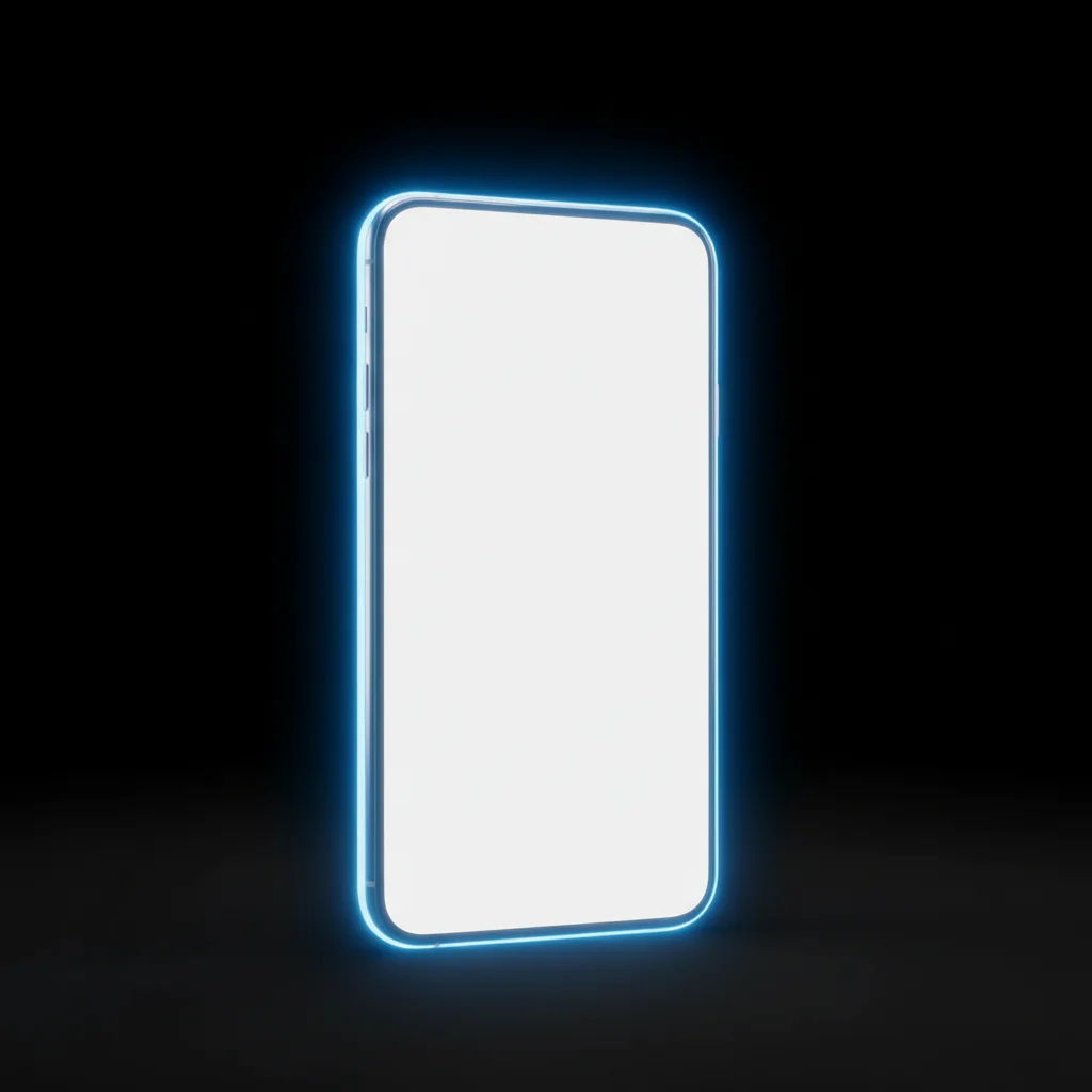 Product with electric blue neon outline and glow