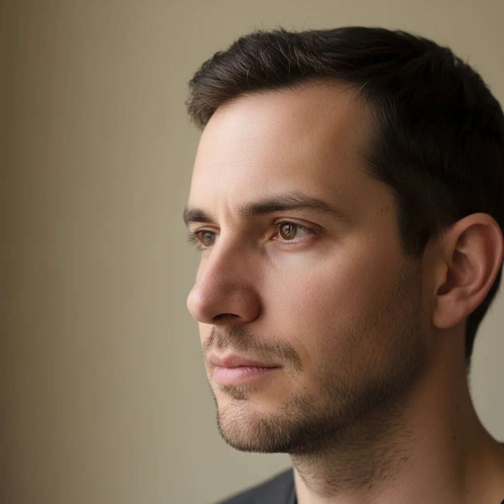 Man's profile showing bump on nose bridge