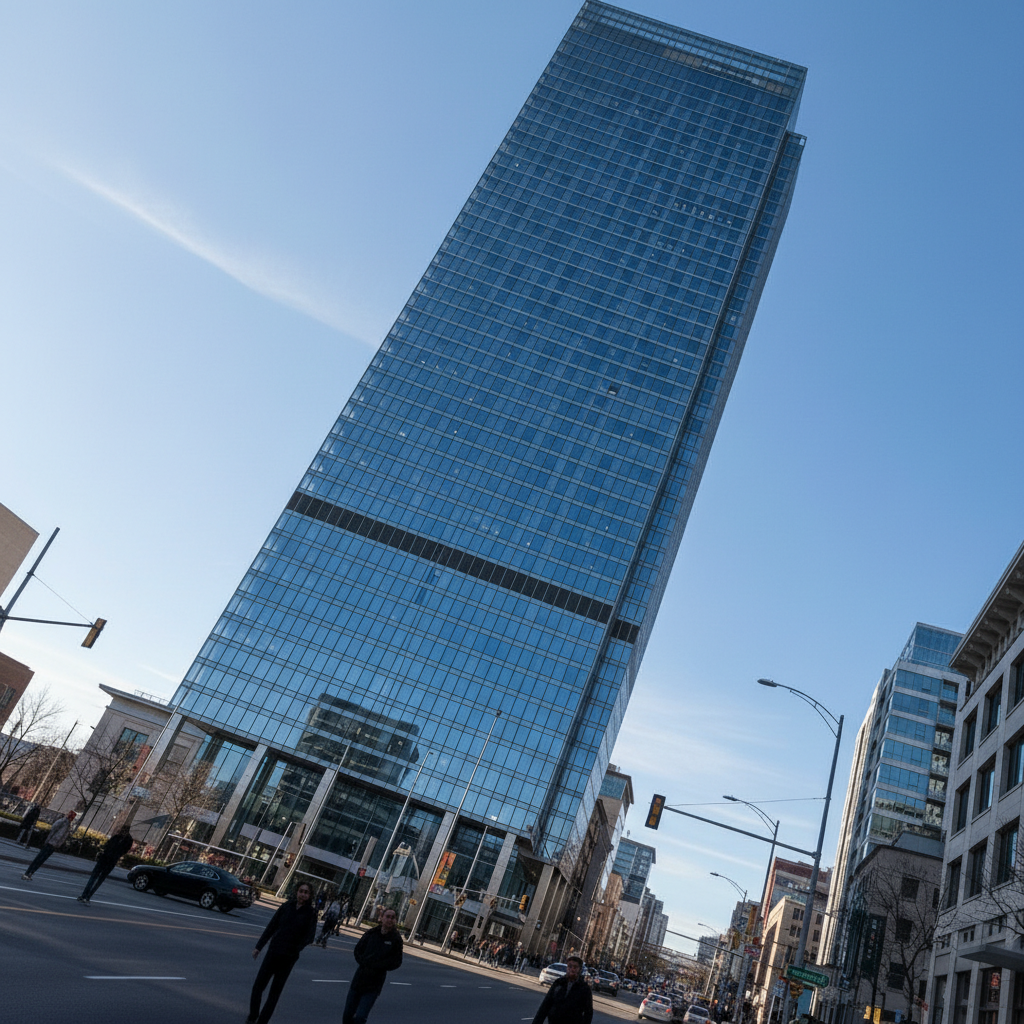 Building with parallel vertical lines