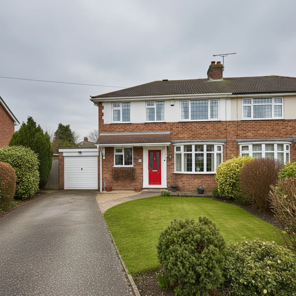 House exterior with flat grey sky
