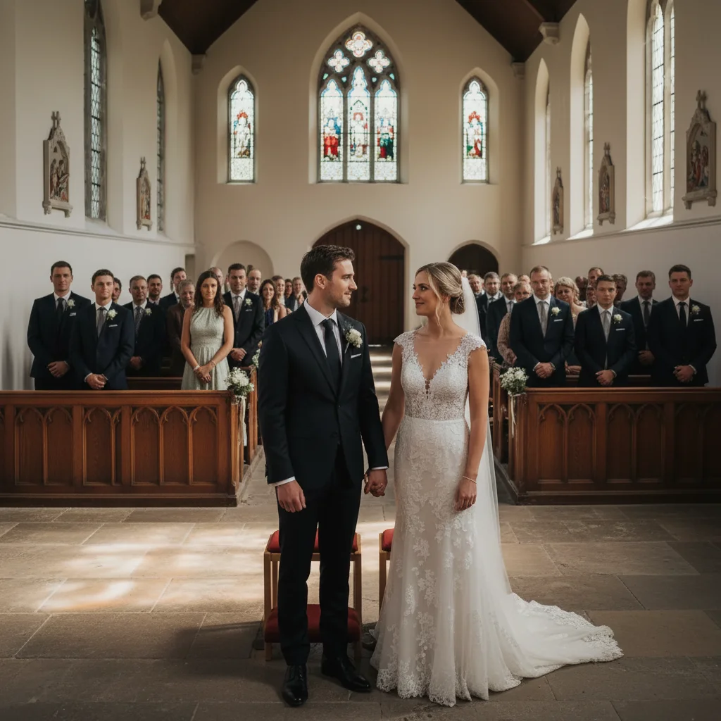 Clean ceremony shot with background filled naturally