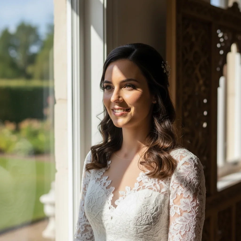 Bride portrait with even, natural lighting