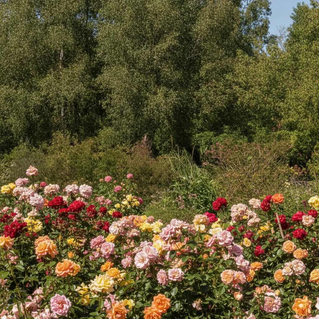 Same garden photo with the fence removed and greenery filling the background