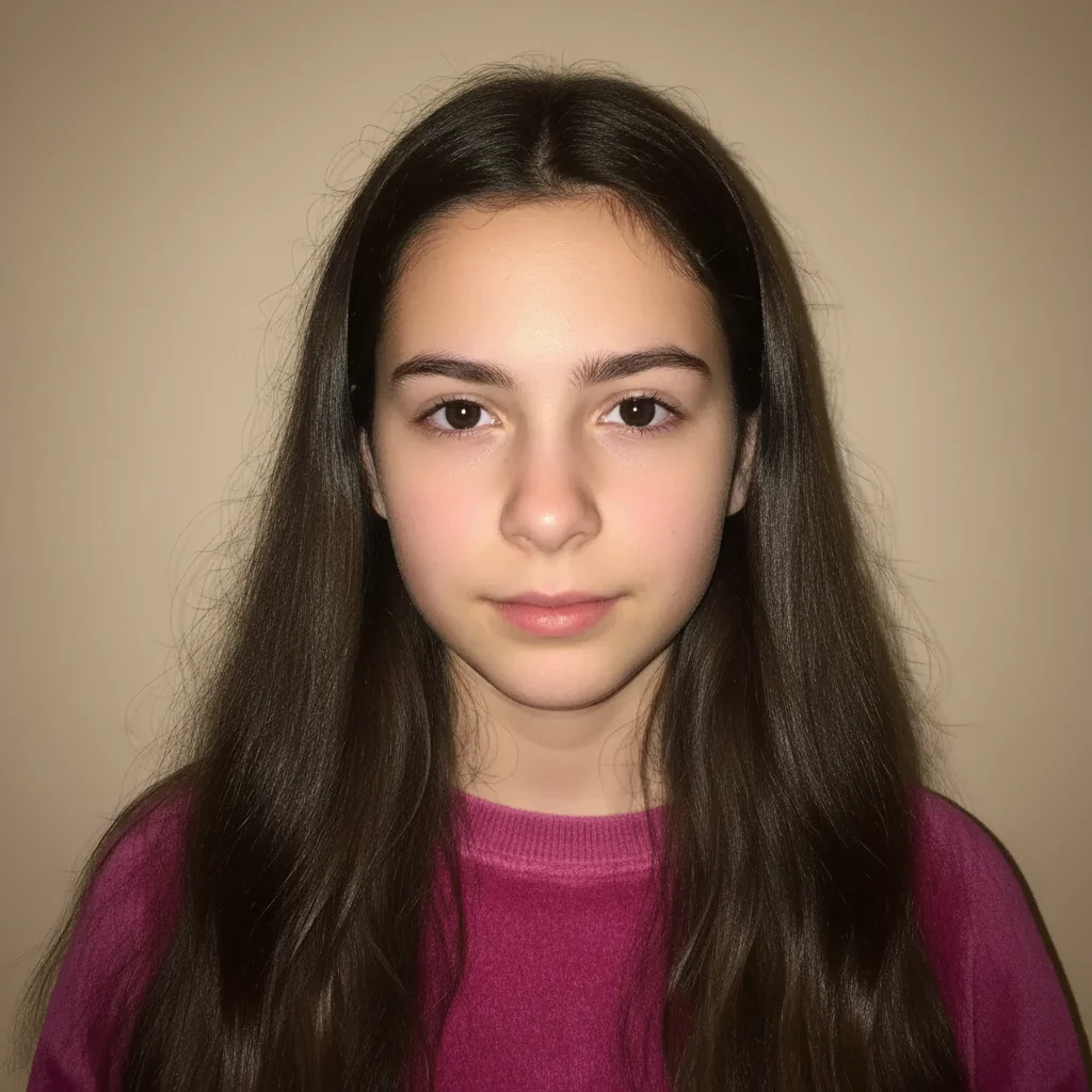 Same portrait with red eye removed and natural dark brown eyes restored